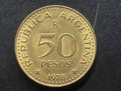 邮泉阁限时拍卖第三十六场 美洲硬币专场（硬币在国外。请付邮费6元。） - 阿根廷1978年50比索纪念币