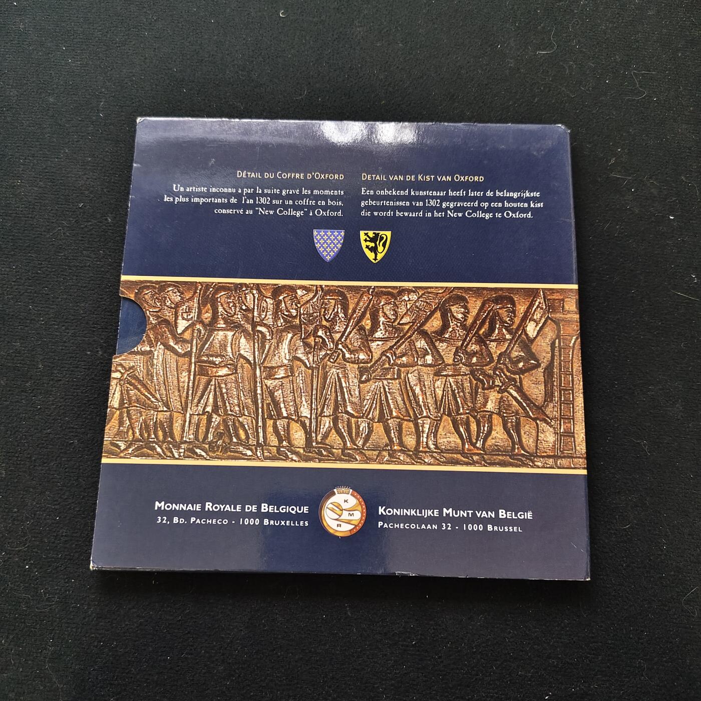 【全场包邮】纯粹捡漏拍479场（免费代拍第16场） 比利时2002年欧元首发金马刺战役700周年纪念主题官方套币-含纪念章