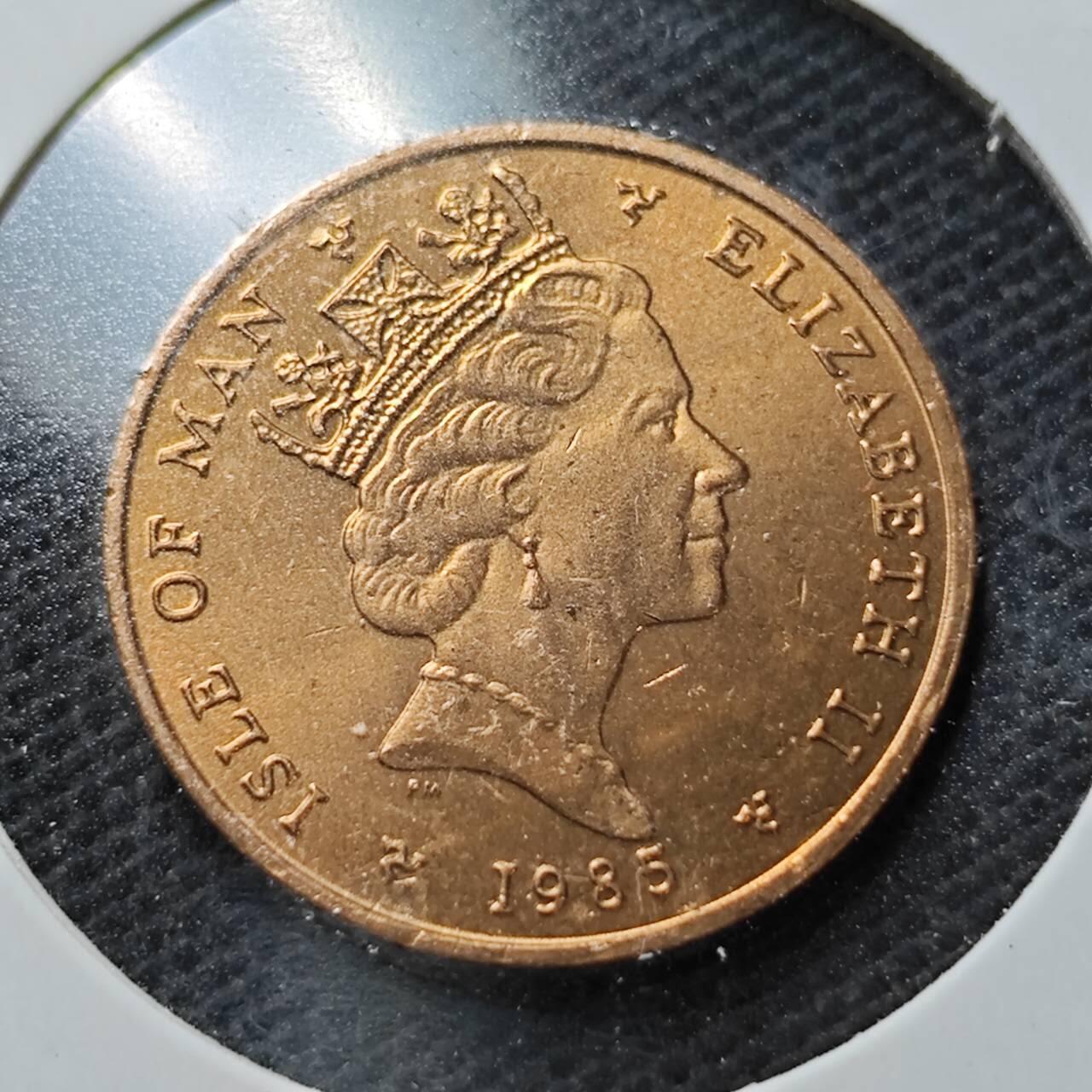 KK钱币收藏小铺  第374场  2月预留时间 周末发货  马恩岛1便士铜币 好品