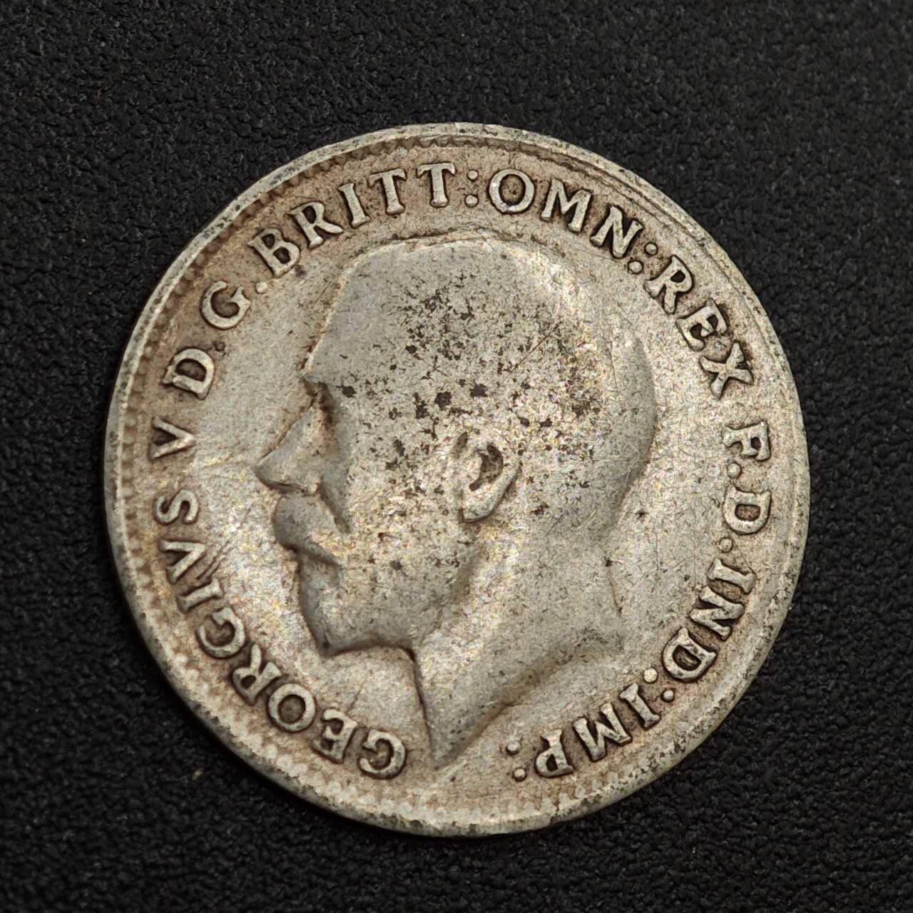 【淘币小摊】实时拍第八百零一拍   散币场   满百包邮可预留二周 每周一统一发货   英国1919年乔治五世3便士银币