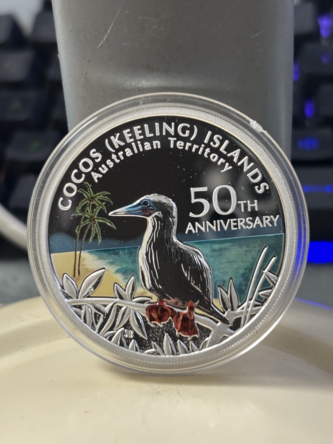 第182期拍卖 澳大利亚2005年基林科科斯领地50周年彩色银币，999银，1盎司