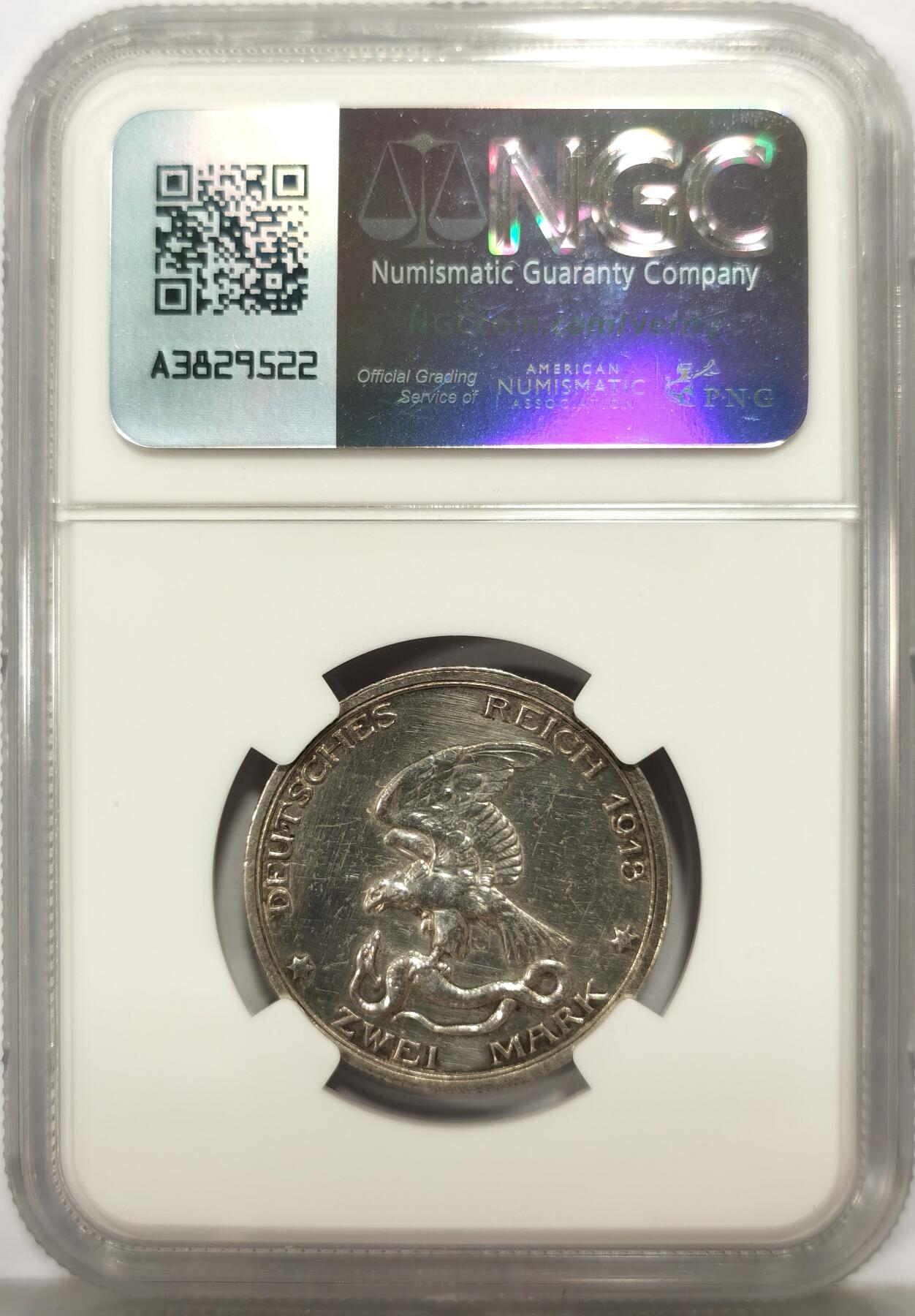 博洋堂世界钱币拍卖第147期（全场包邮） NGC UNCD 德国普鲁士1913战胜拿破仑百年纪念2马克银币，非常特殊的一版帝国马克设计，品相状态不错