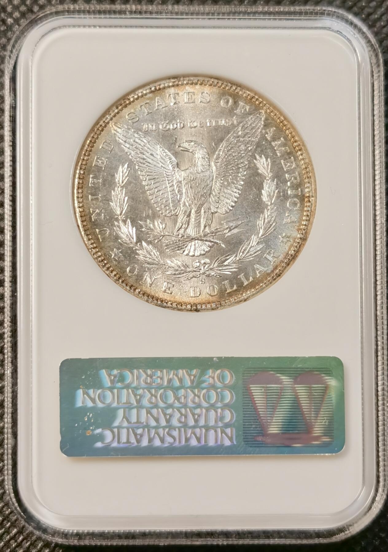 甄臻铺-世界币章拍卖（第40期）送拍享返佣金等优惠多多 NGC-MS63 美国 1881年S 摩根$1银币 NGC古董盒 潜力品种