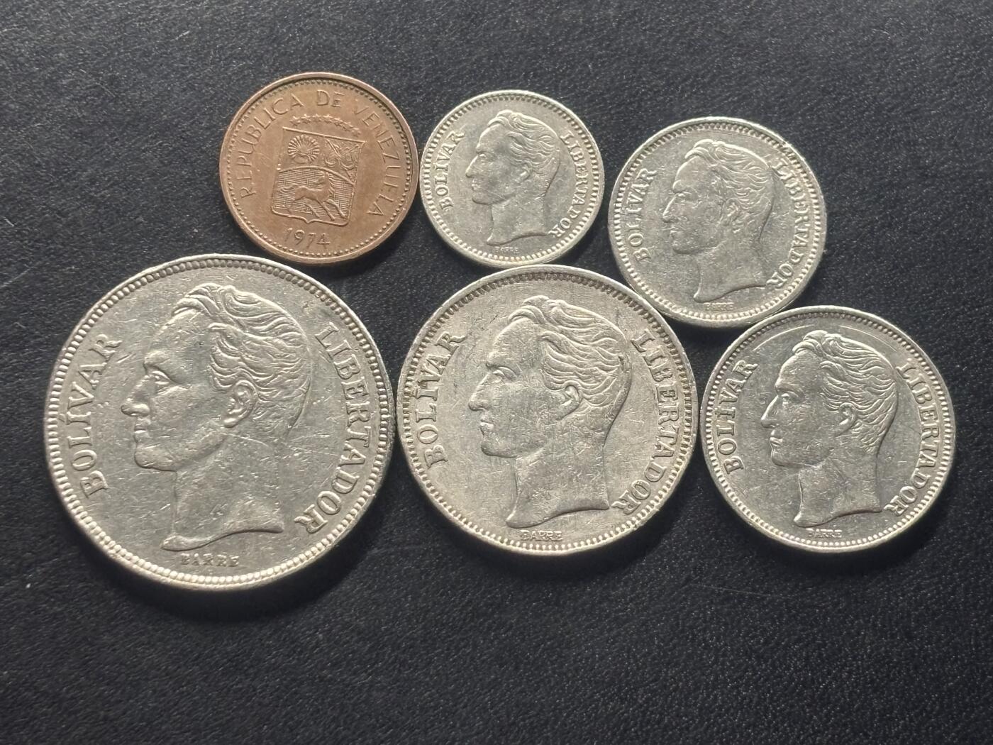 邮泉阁限时拍卖第三十六场 美洲硬币专场（硬币在国外。请付邮费6元。） 委内瑞拉1960、70年代6枚