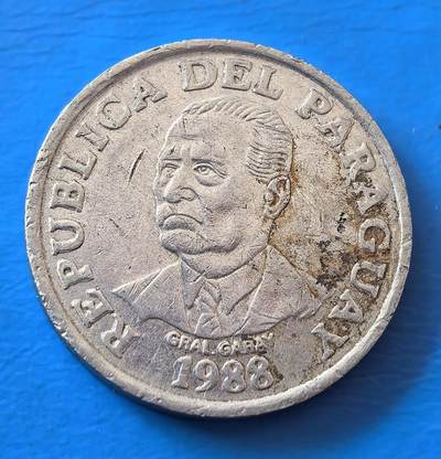 外国优质老铜币银币，周六九点倒数截拍，满百包邮，可寄存半年，喜欢朋友微信扫描二维码可直接参拍 - 巴拉圭1988年奶牛币