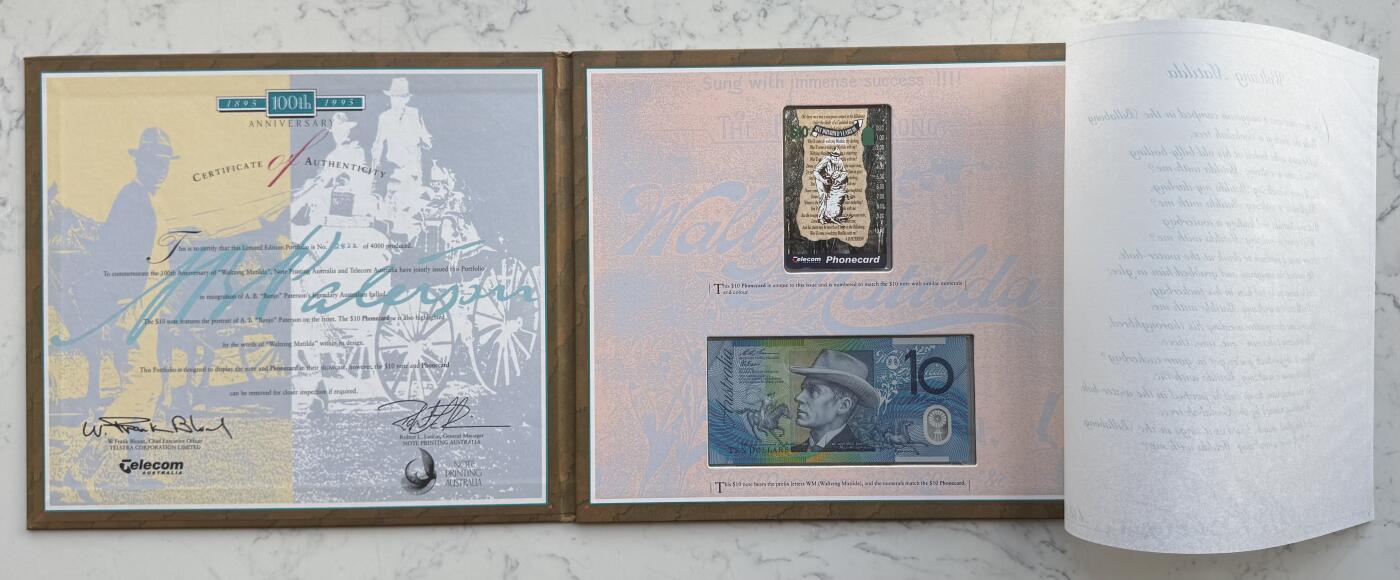 2025第25场（总第225期）：精品测试钞、纪念钞、塑料钞、连体钞综合场 黑字版/WM95冠  澳大利亚“民谣‘丛林流浪’100周年”10元塑料纪念钞册装UNC（内含100周年纪念磁卡）第2822号