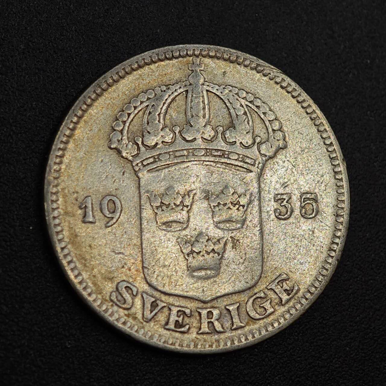 【淘币小摊】实时拍第八百零二拍   散币场   满百包邮可预留二周 每周一统一发货   瑞典1935年50欧尔银币