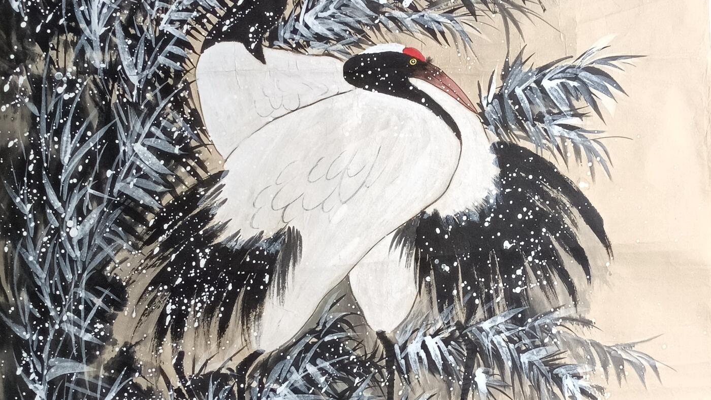 6、魏如画国画《琴鹤清音》137×69