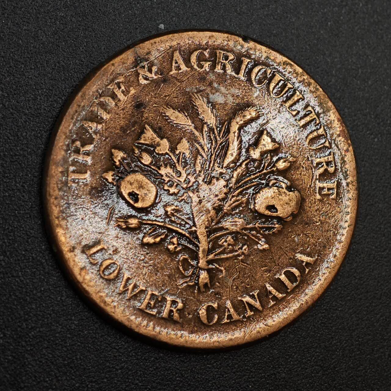 【淘币小摊】实时拍第八百零二拍   散币场   满百包邮可预留二周 每周一统一发货   下加拿大蒙特利尔银行农业贸易半便士铜币代币(英版)