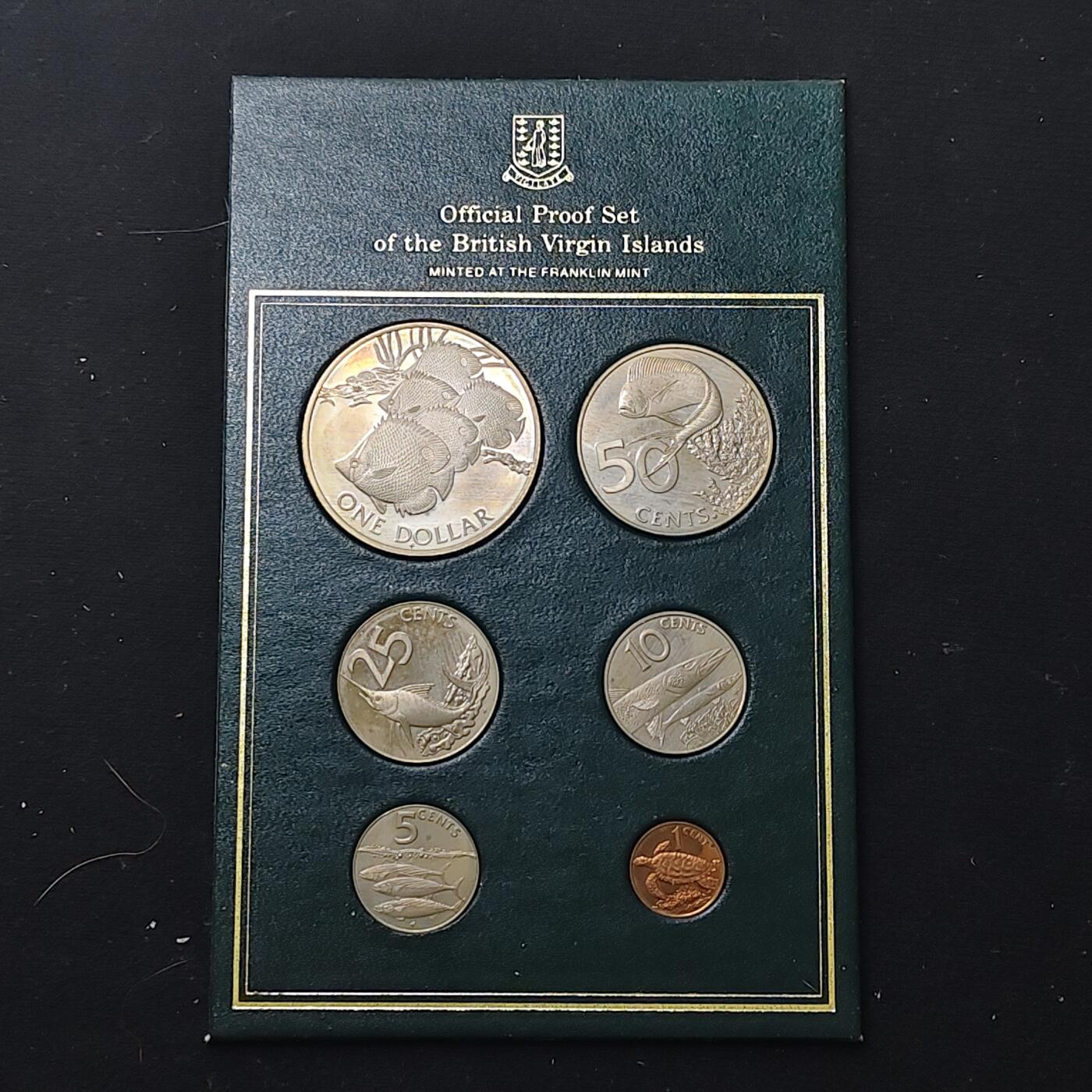 【全场包邮】纯粹捡漏拍479场（免费代拍第16场） 英属维尔京群岛1985年海洋动物版官方精制套币-盒证全