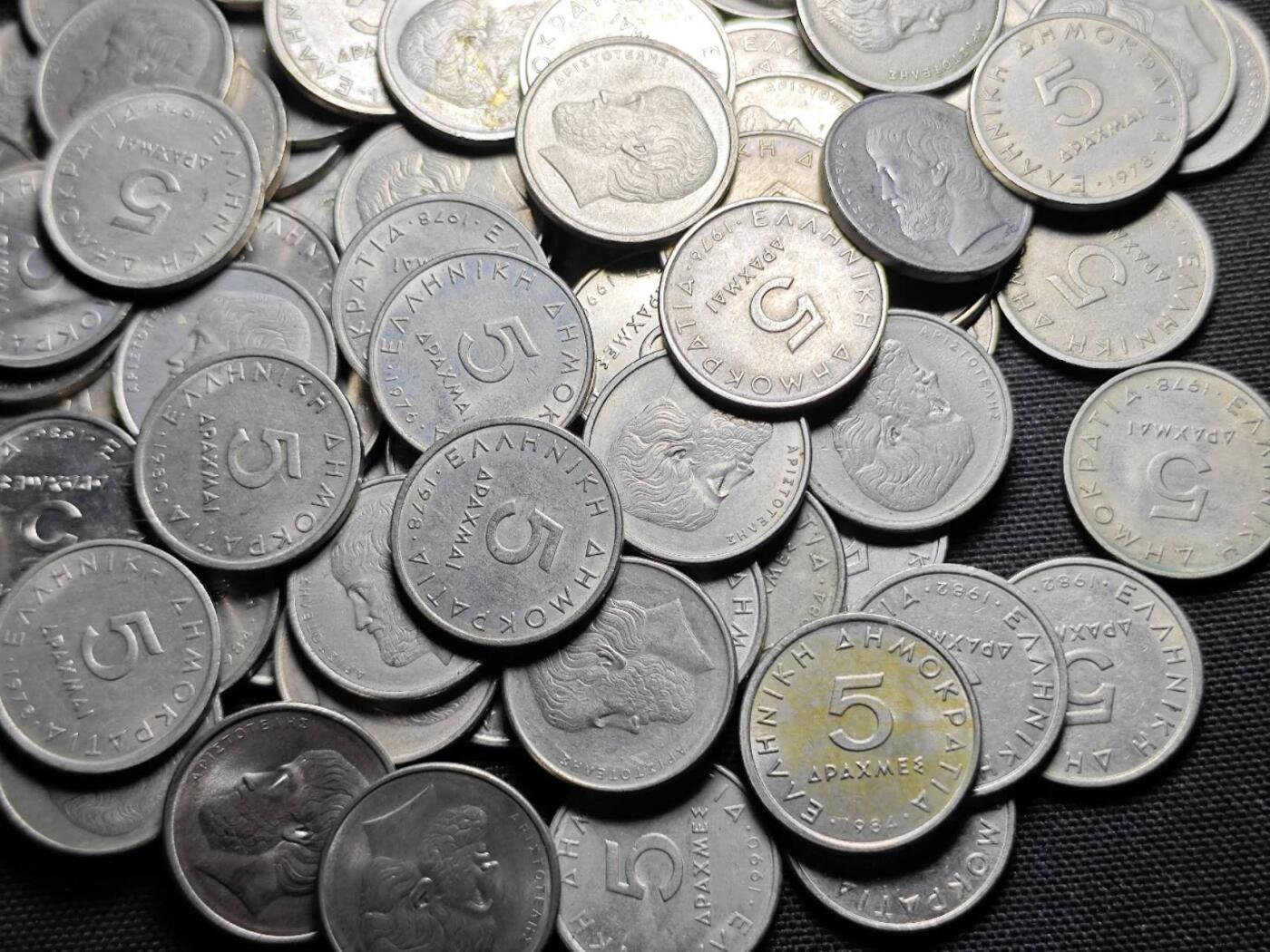 KK钱币收藏小铺 （套币 好品/批量散币 银币）专场  2月预留时间 周末发货  希腊5德拉克马一组100枚！