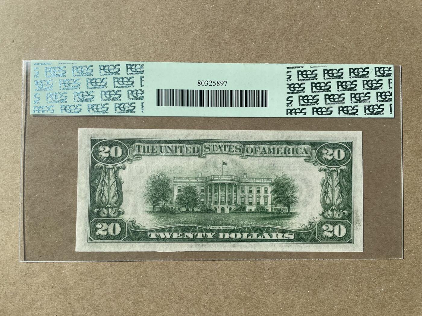 美国1934年A版20元 芝加哥分行发行 PCGS66PPQ G84644787A
