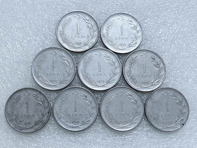 第一海外回流一元起拍收藏 散集专场  第270期 - 土耳其1里拉硬币 9枚