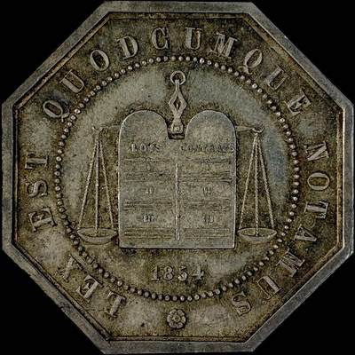 【雨安】【直播拍卖】【世界币章115期-裸币】2025-11-21 周五 19:30 保真 - [章] France 章 法国 八角 1854年 亚眠市 公证人协会 八角银章 UNC 15.7克