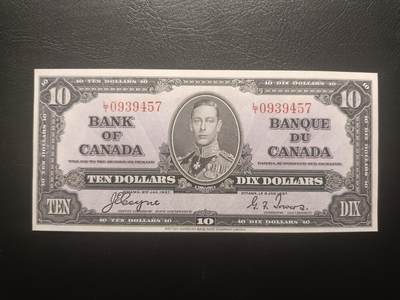 2025十一月第五期，总第203期 - 加拿大1937版10元AUNC，乔治六世国王和商业神墨丘利，稀有中高面值品种