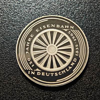 【德藏】世界币章拍卖第154期（拍品征集中~欢迎藏友联系） - 1985年 德国铁路集团成立150周年5马克纪念镍币 直径约：28.9mm；重约：10g