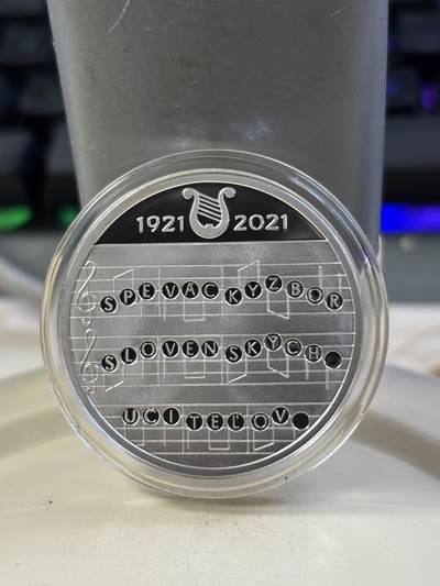 第182期拍卖 - 斯洛伐克2021年教师合唱团成立周年精制纪念银币，900银，18克，有瑕疵