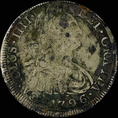 【雨安】【直播拍卖】【世界币章115期-裸币】2025-11-21 周五 19:30 保真 - [裸币各国] Spanish Bolivia 西属玻利维亚 8里亚尔 卡洛斯四世 双柱 1796年