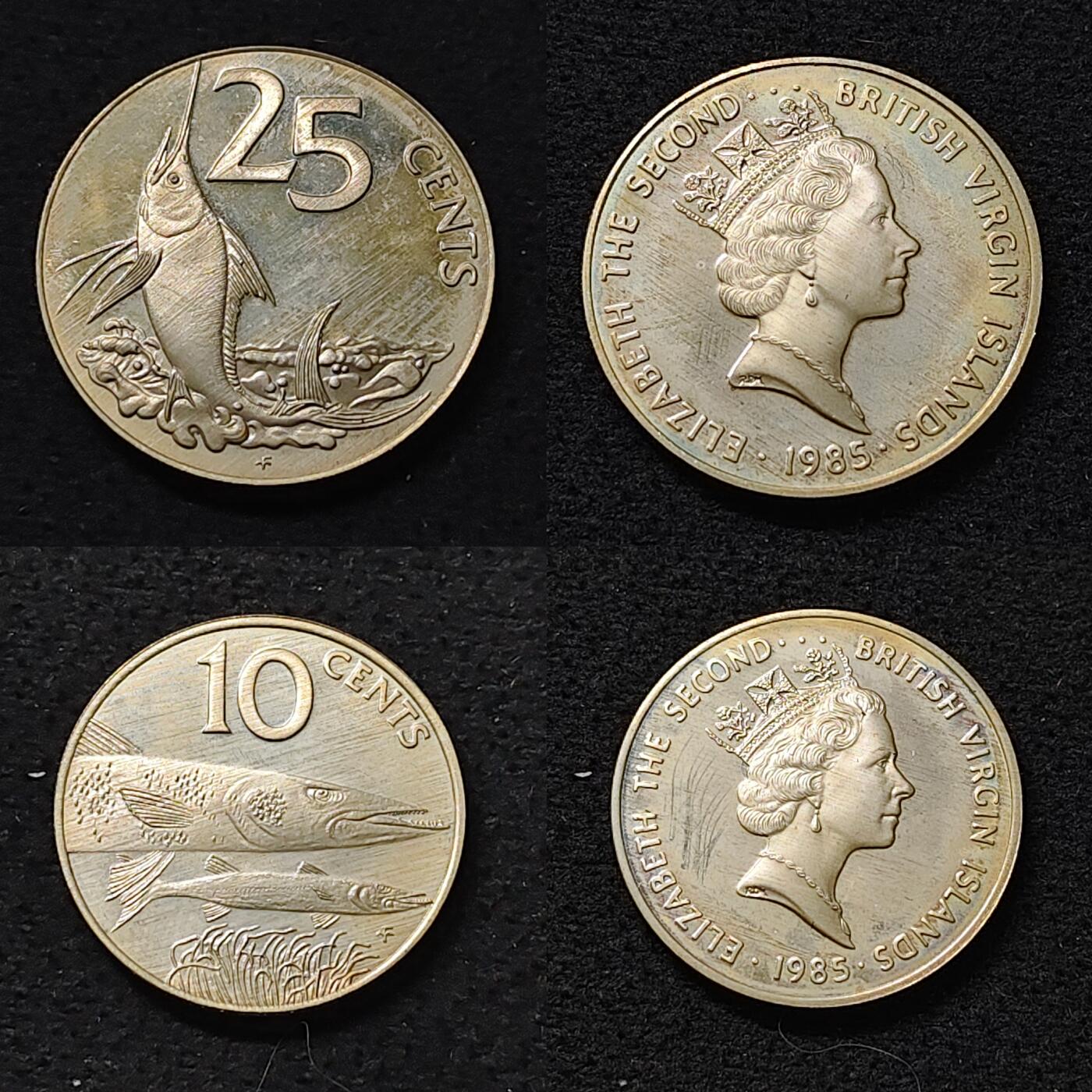 【全场包邮】纯粹捡漏拍479场（免费代拍第16场） 英属维尔京群岛1985年海洋动物版官方精制套币-盒证全