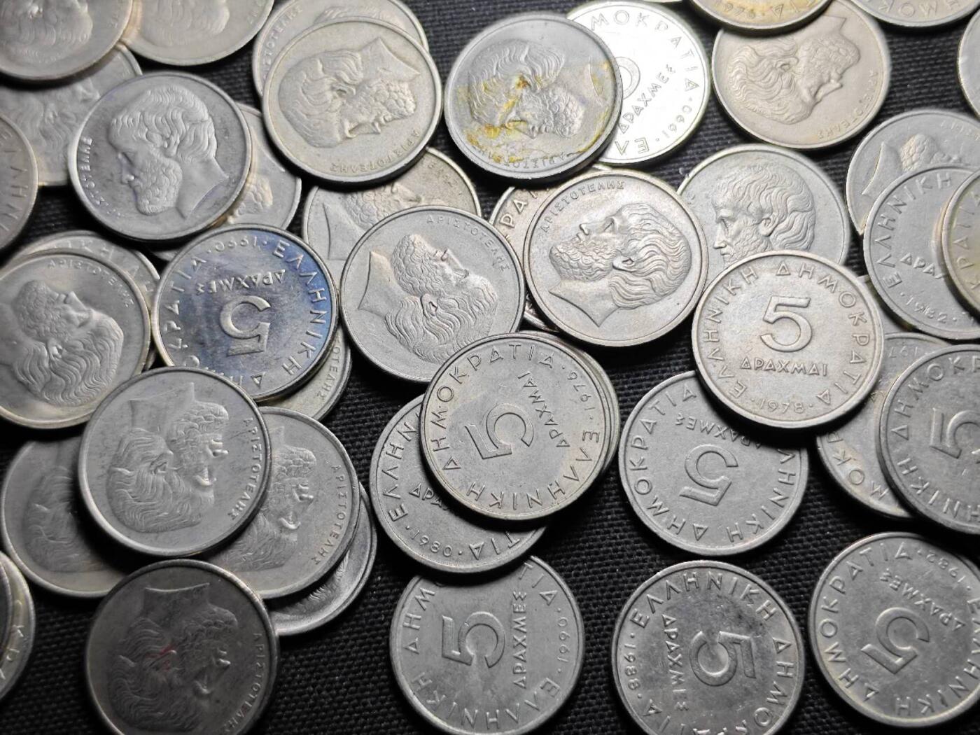 KK钱币收藏小铺 （套币 好品/批量散币 银币）专场  2月预留时间 周末发货  希腊5德拉克马一组100枚！