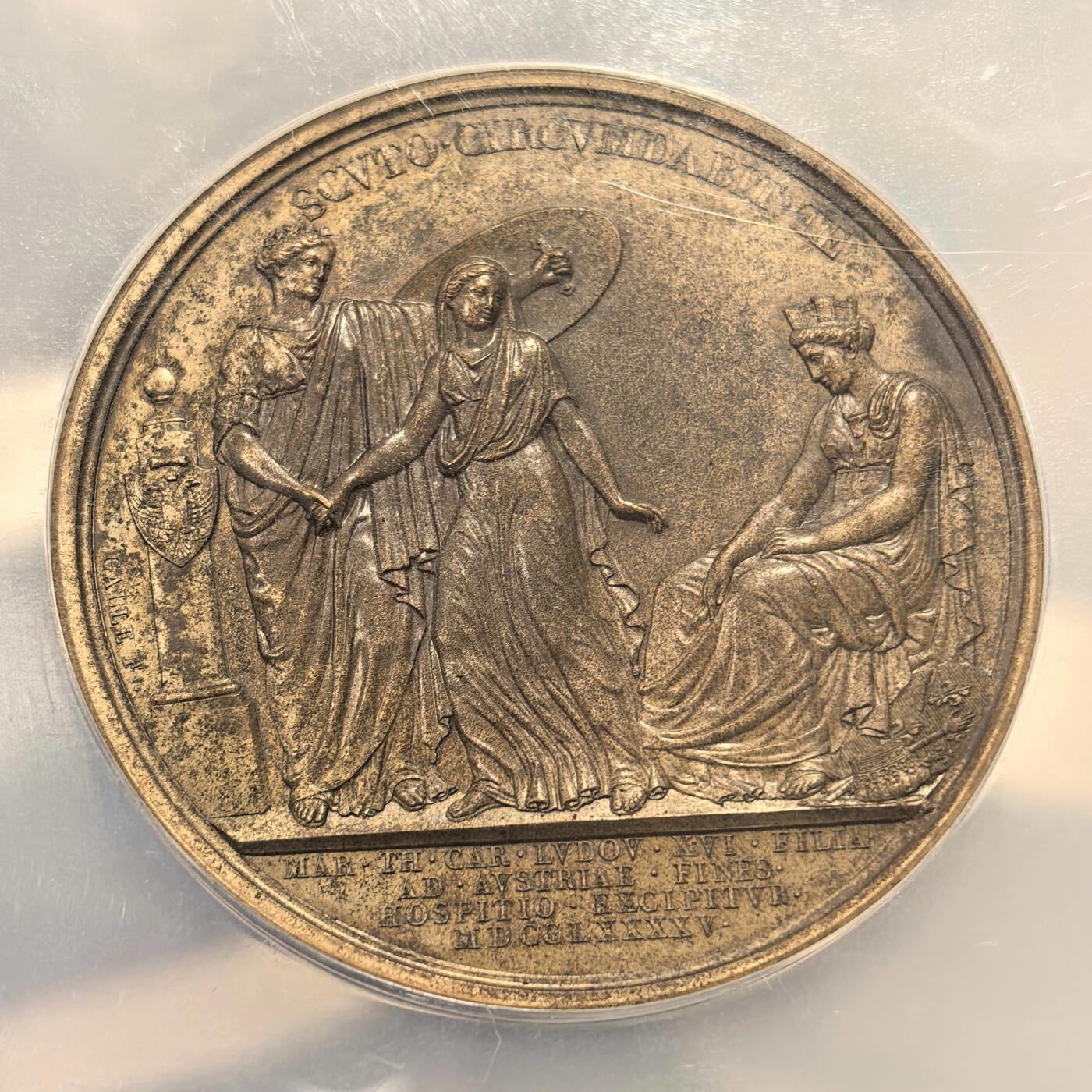 博洋堂世界钱币拍卖第147期（全场包邮） NGC MS62 法国1795年路易十八头像世博会纪念大铜章，50mm巨大款，原铸非后铸款！