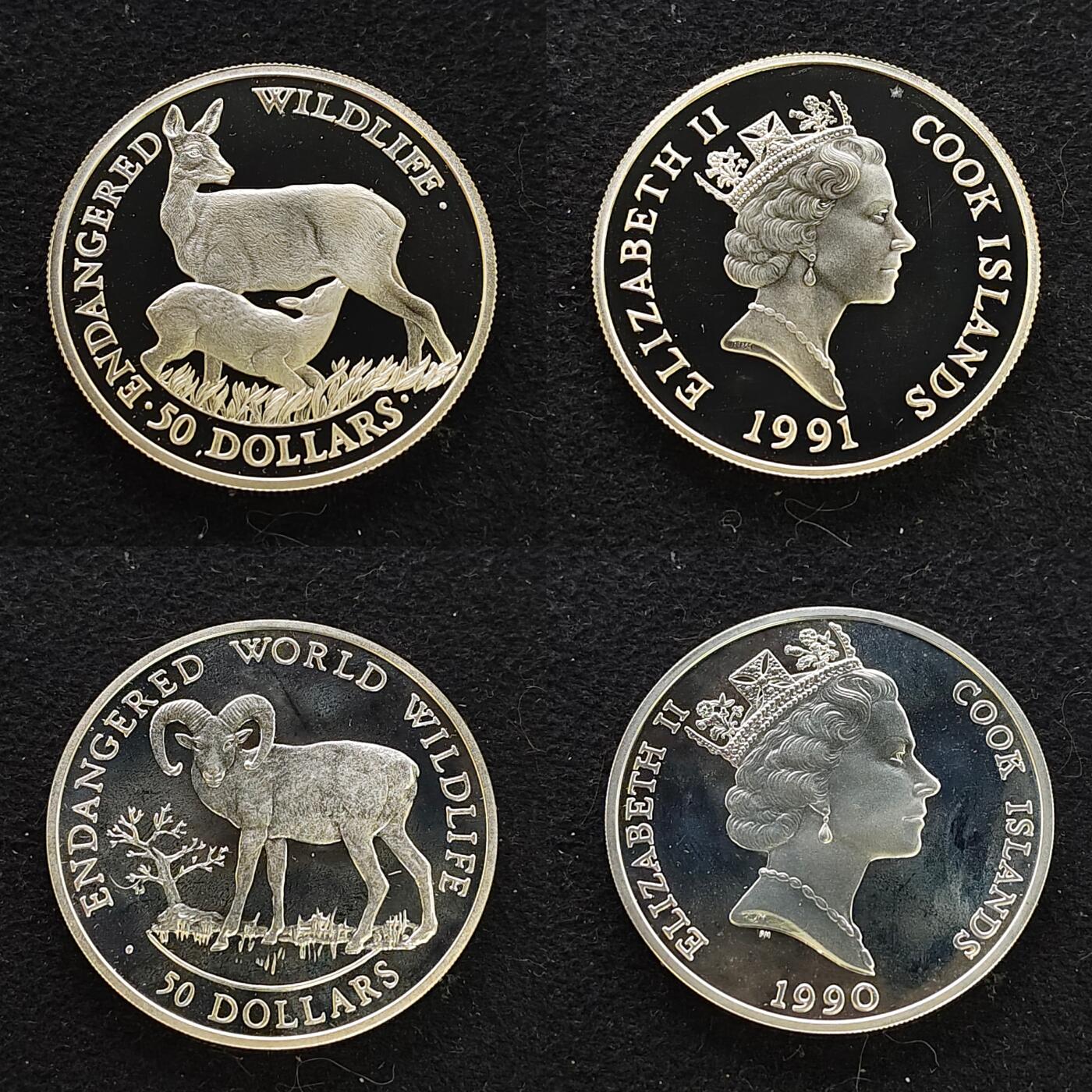 【全场包邮】纯粹捡漏拍479场（免费代拍第16场） 【大盒】库克群岛1990-1992年濒危动物系列33枚全银盒装套币-盒装带托盘