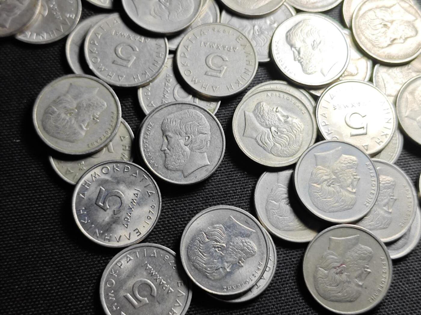 KK钱币收藏小铺 （套币 好品/批量散币 银币）专场  2月预留时间 周末发货  希腊5德拉克马一组100枚！