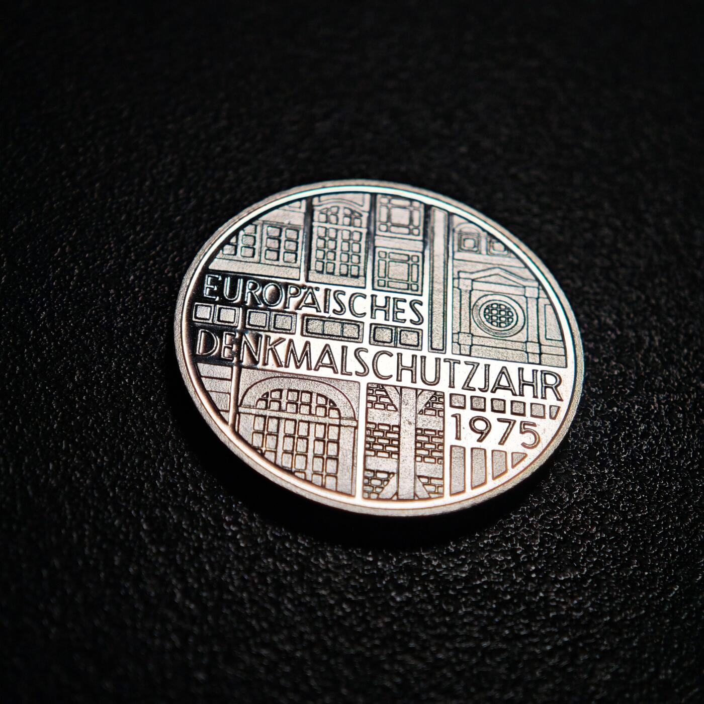 【德藏】世界币章拍卖第154期（拍品征集中~欢迎藏友联系） 1975年 德国欧洲纪念碑保护年5马克纪念银币 直径约：29mm；重约：11.2g
