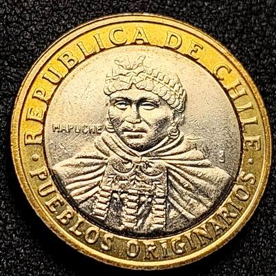 泉币菌-第134场-精品福利场 - 智利2006年 100比索双色硬币 23.43毫米 7.58克 