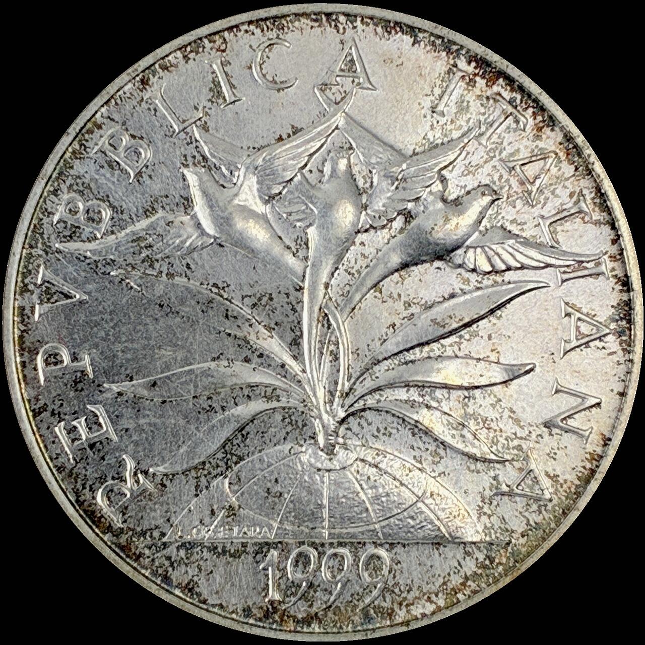 【雨安】【直播拍卖】【世界币章115期-裸币】2025-11-21 周五 19:30 保真 [裸币各国] Italy 意大利 5000里拉 1999年