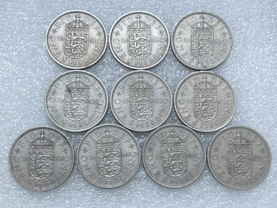 第一海外回流一元起拍收藏 散集专场  第270期 - 英国60年代三狮版1先令硬币 10枚