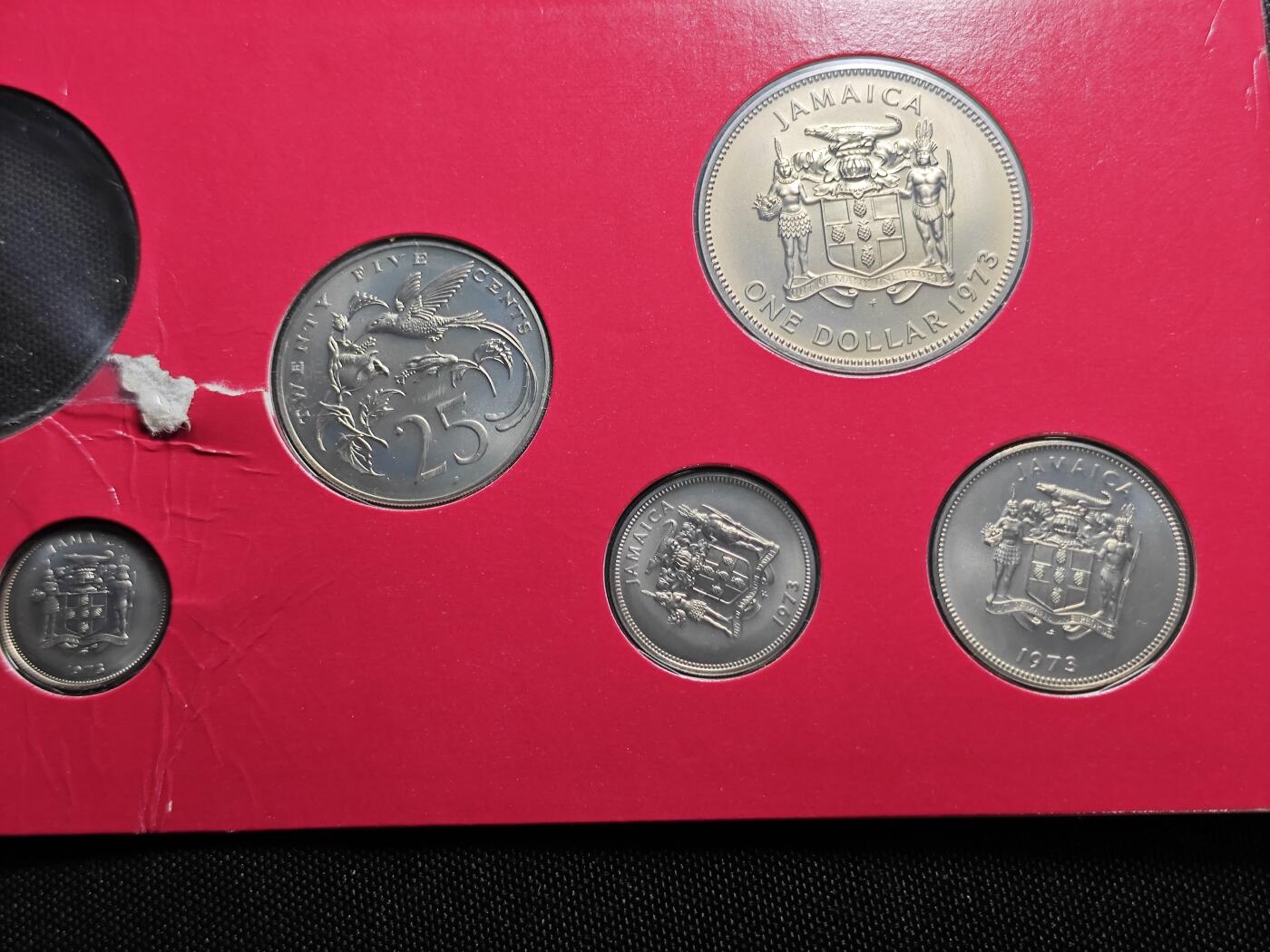 KK钱币收藏小铺 （套币 好品/批量散币 银币）专场  2月预留时间 周末发货  1973牙买加大小面值清年铜镍一套 精制币