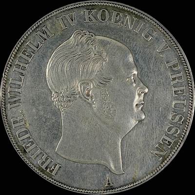 【雨安】【直播拍卖】【世界币章115期-裸币】2025-11-21 周五 19:30 保真 - [裸币德国] Germany 德国 德意志 2泰勒 Prussia普鲁士 Thun.259 KM#0467 (1853-1856) 腓特烈·威廉四世.洋葱头 1856年