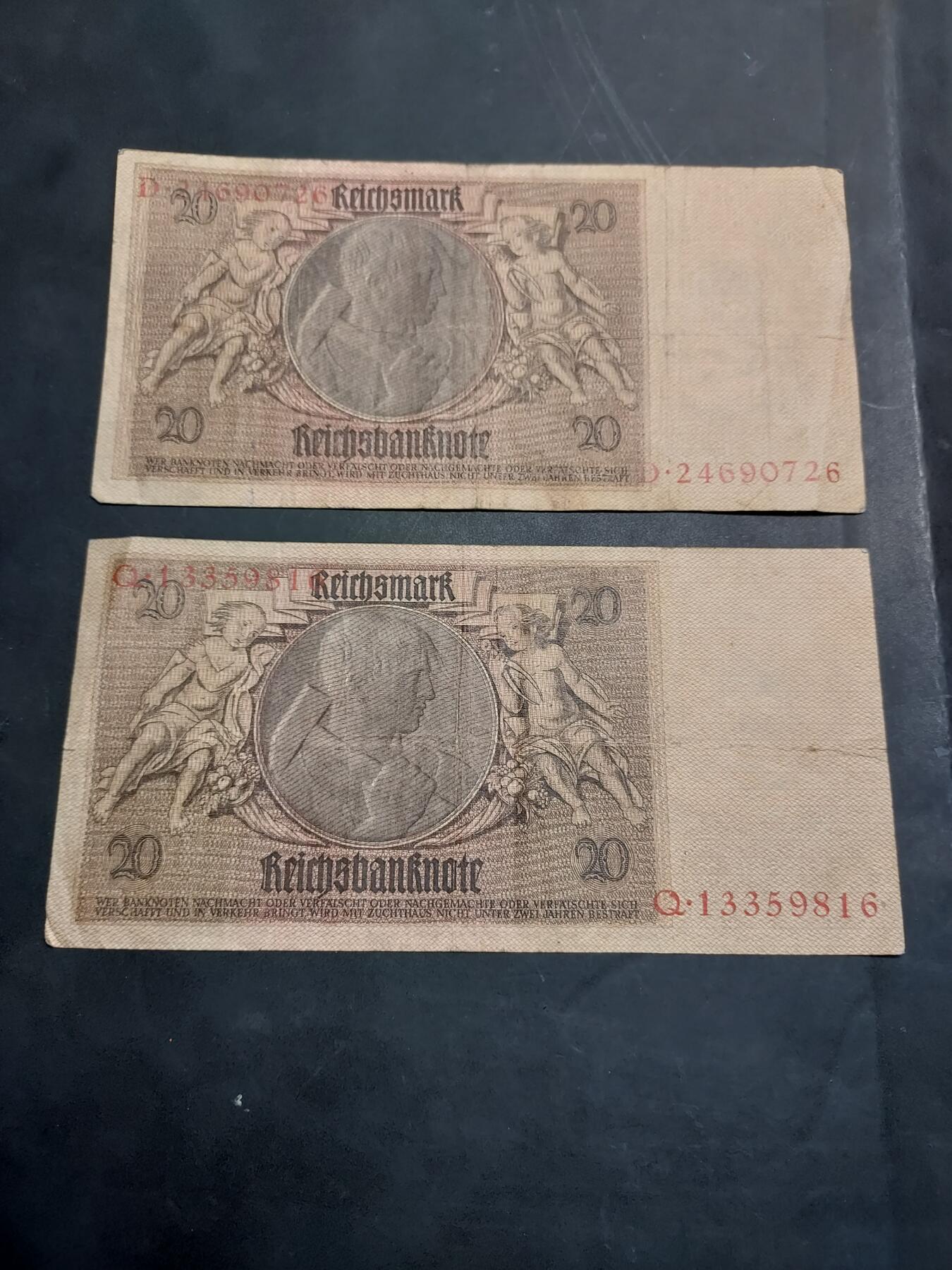 博彦收藏   11月24日 8点 钱币专场 1929德国20马克2张 流通品