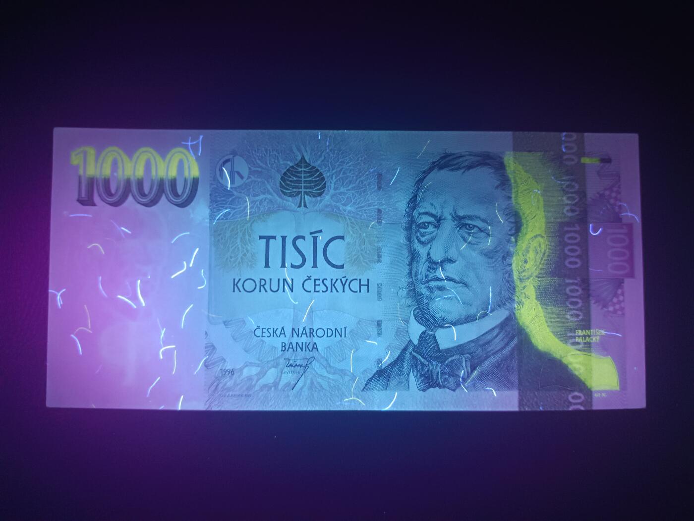 2025十一月第五期，总第203期 捷克1996年1000克朗UNC-，早期细安全线版本，历史学家帕拉斯基和波西米亚雄鹰下的中央银行大楼