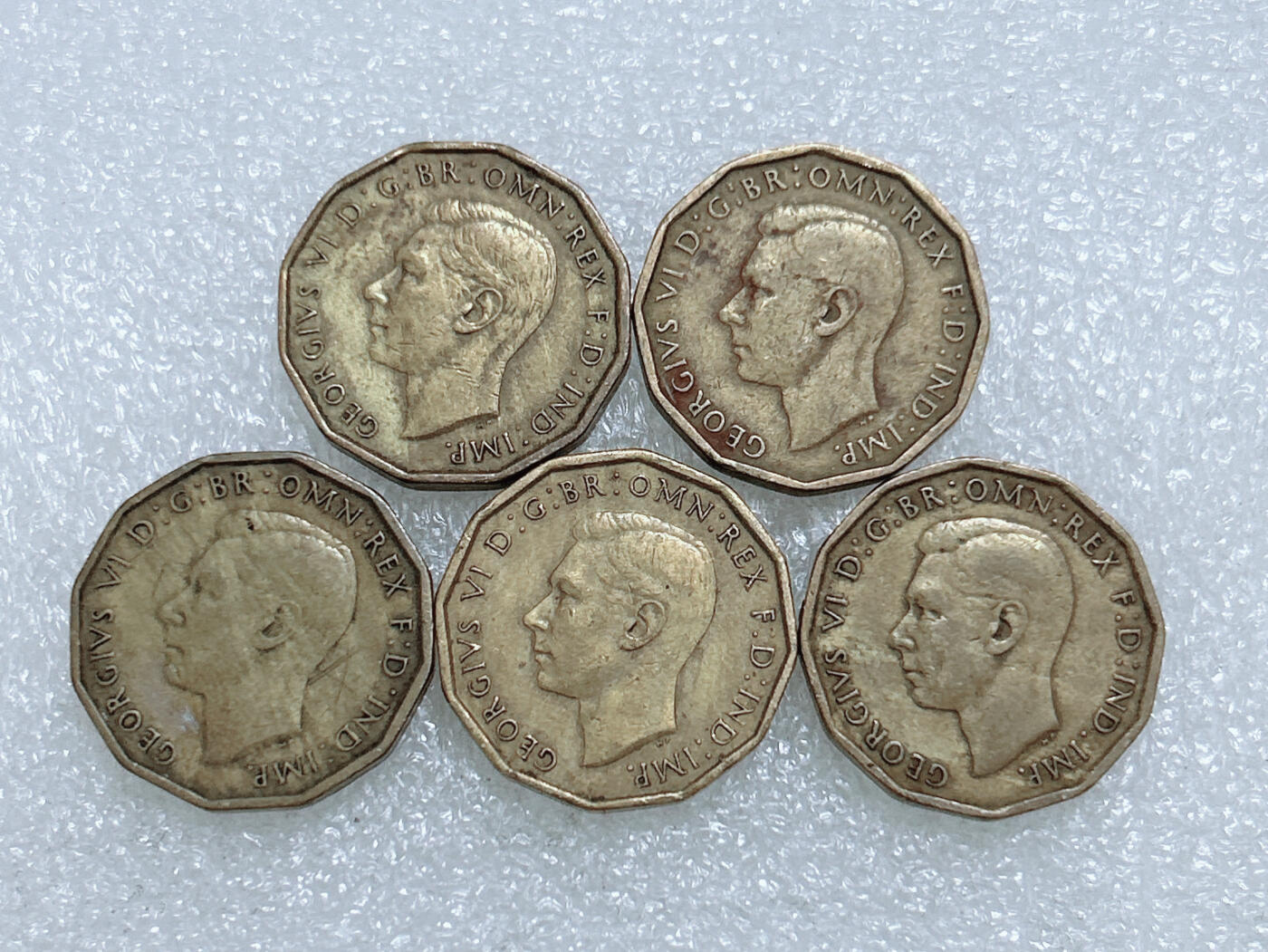 第一海外回流一元起拍收藏 散集专场  第270期 英国乔六3便士铜币 5枚