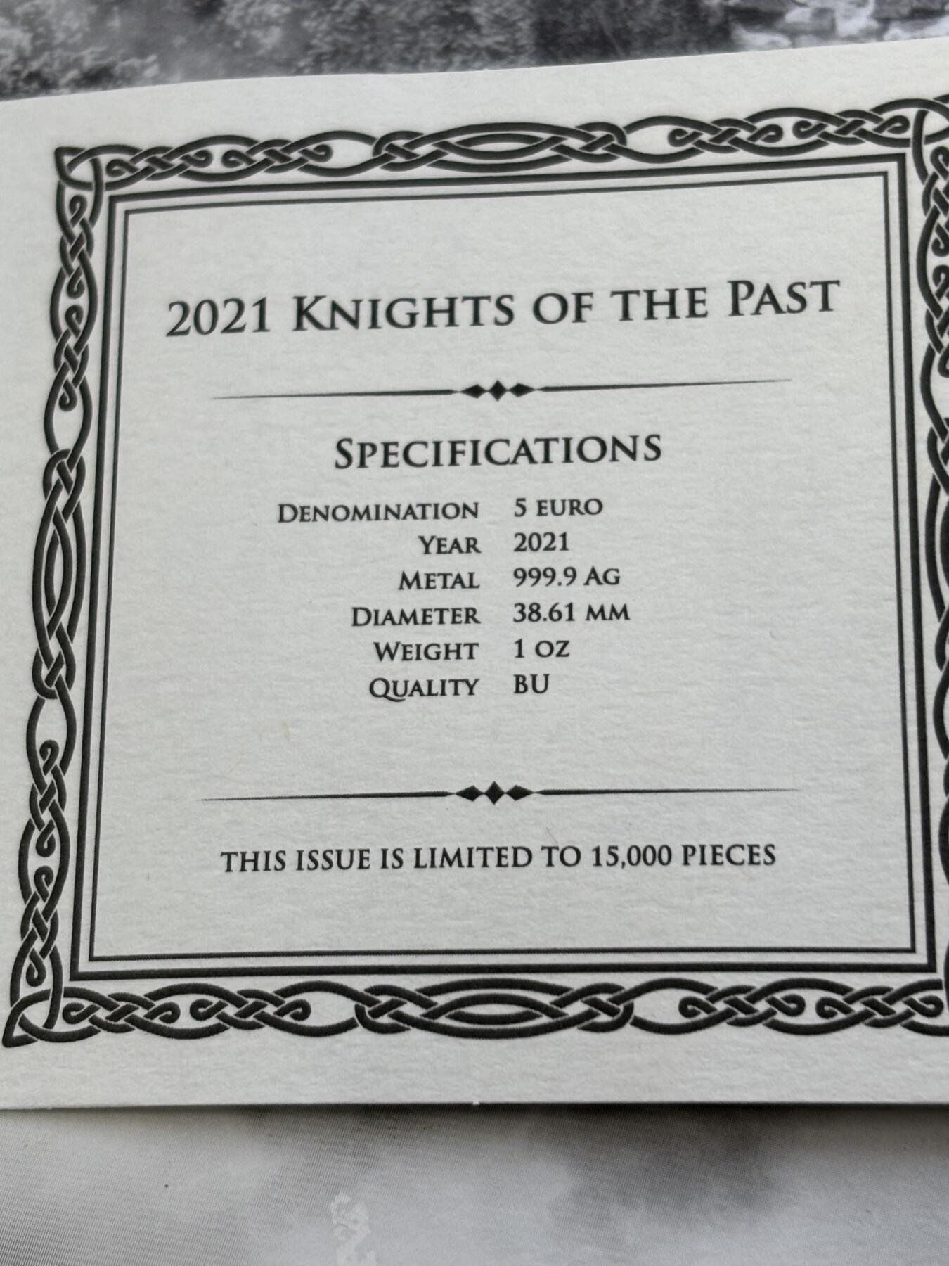 第182期拍卖 卡装马耳他2021年过去的骑士团系列1盎司纪念银币,9999银，发行15000枚，