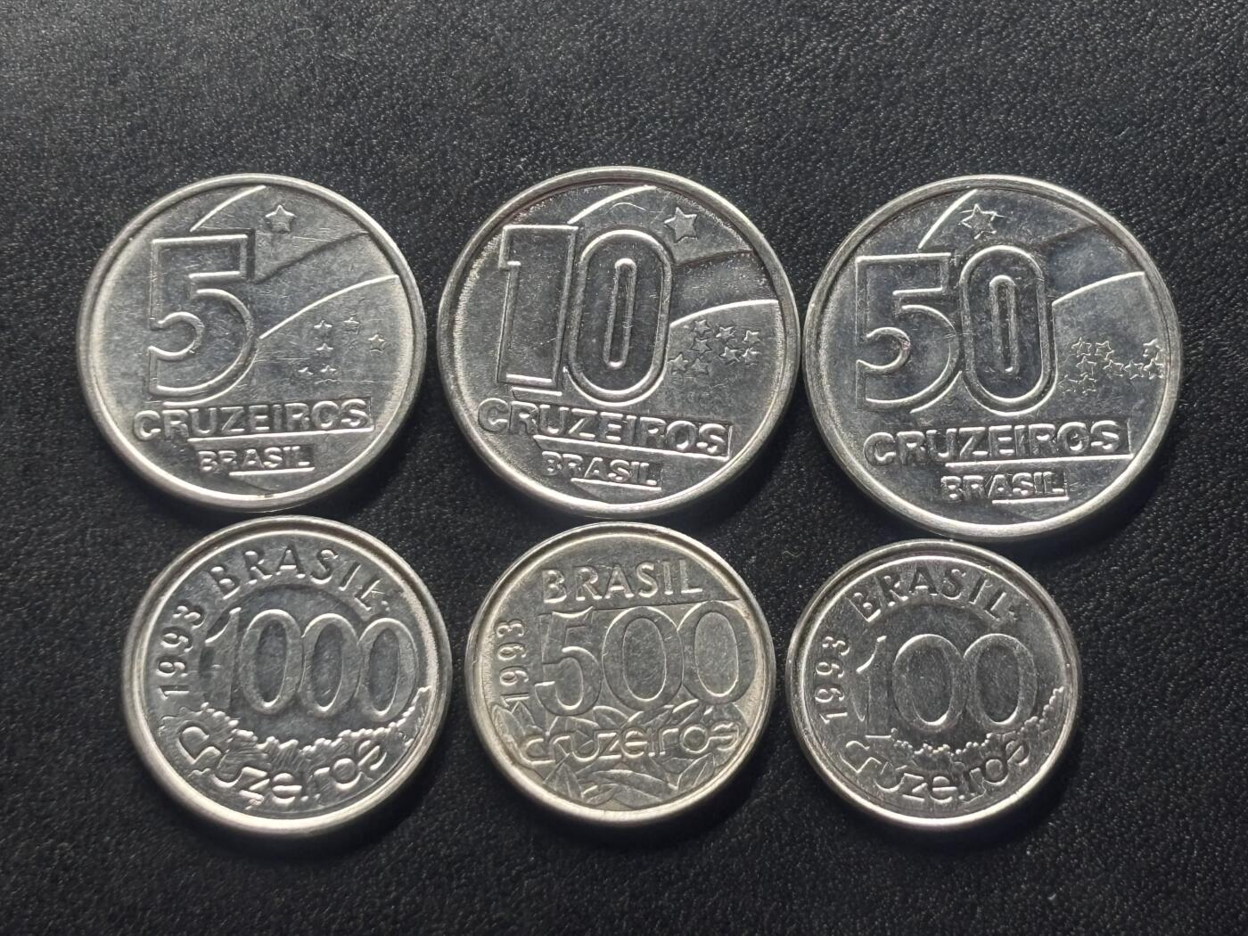 邮泉阁限时拍卖第三十六场 美洲硬币专场（硬币在国外。请付邮费6元。） 巴西1991-1993年6枚