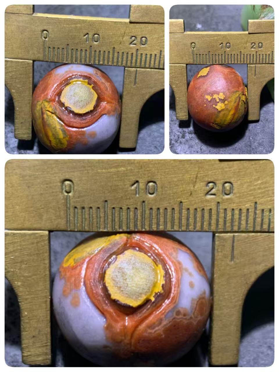 精美亚光高玉化战国红玛瑙雕刻天眼图案随形圆珠一个！