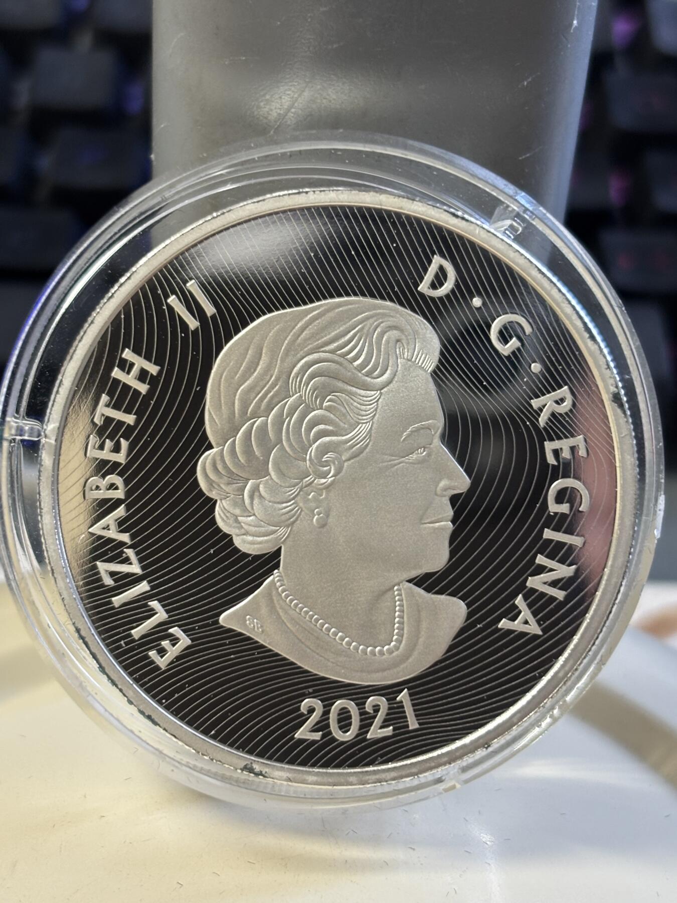 第182期拍卖 加拿大2021年落基山脉明珠路易斯湖潮高浮雕银币，9999银，82.3克，发行3000枚