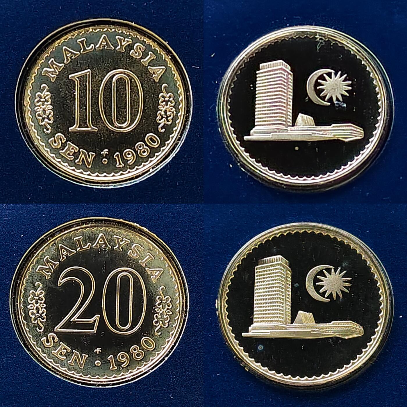 【全场包邮】纯粹捡漏拍479场（免费代拍第16场） 马来西亚1980年官方9枚全银精制套币-盒证全