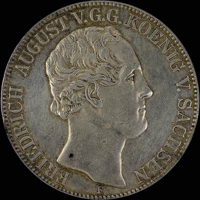 【雨安】【直播拍卖】【世界币章115期-裸币】2025-11-21 周五 19:30 保真 - [裸币德国] Germany 德国 德意志 2泰勒 Saxony萨克森 Thun.322 KM#1149 (1839-1854) 弗里德里希·奥古斯特二世 1847年