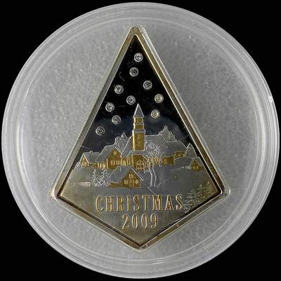 【雨安】【直播拍卖】【世界币章115期-裸币】2025-11-21 周五 19:30 保真 - [现代钱币] Cook Island 库克群岛 5元 2009年 圣诞节 异形彩银镶嵌银币