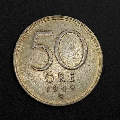 【淘币小摊】实时拍第八百零二拍   散币场   满百包邮可预留二周 每周一统一发货   - 瑞典1949年50欧尔银币