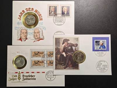 【德藏】世界币章拍卖第154期（拍品征集中~欢迎藏友联系） - 3枚一组 德国马克邮币封 装帧精美