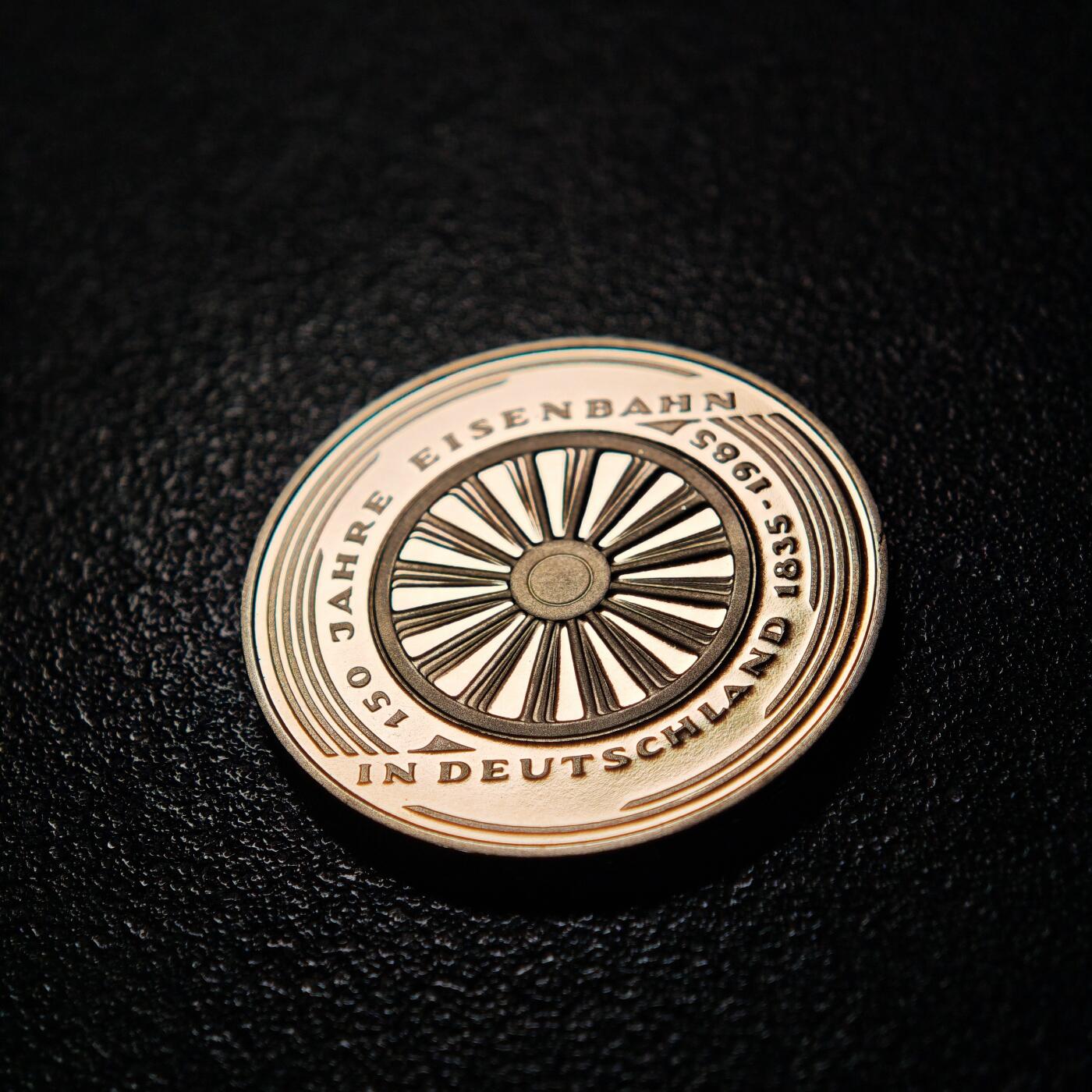 【德藏】世界币章拍卖第154期（拍品征集中~欢迎藏友联系） 1985年 德国铁路集团成立150周年5马克纪念镍币 直径约：28.9mm；重约：10g