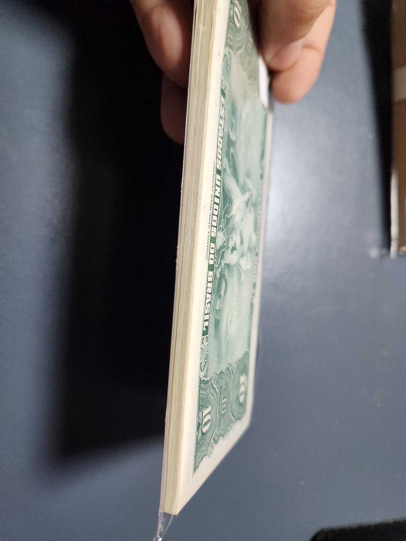 11月23号晚上8点 外国纸币自动截拍第63场 巴西10，原刀50张连号 全新