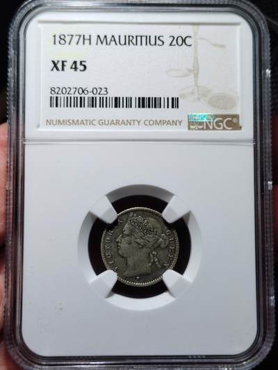 中外钱币第五场 - NGC-XF45毛里求斯1877H版20分
