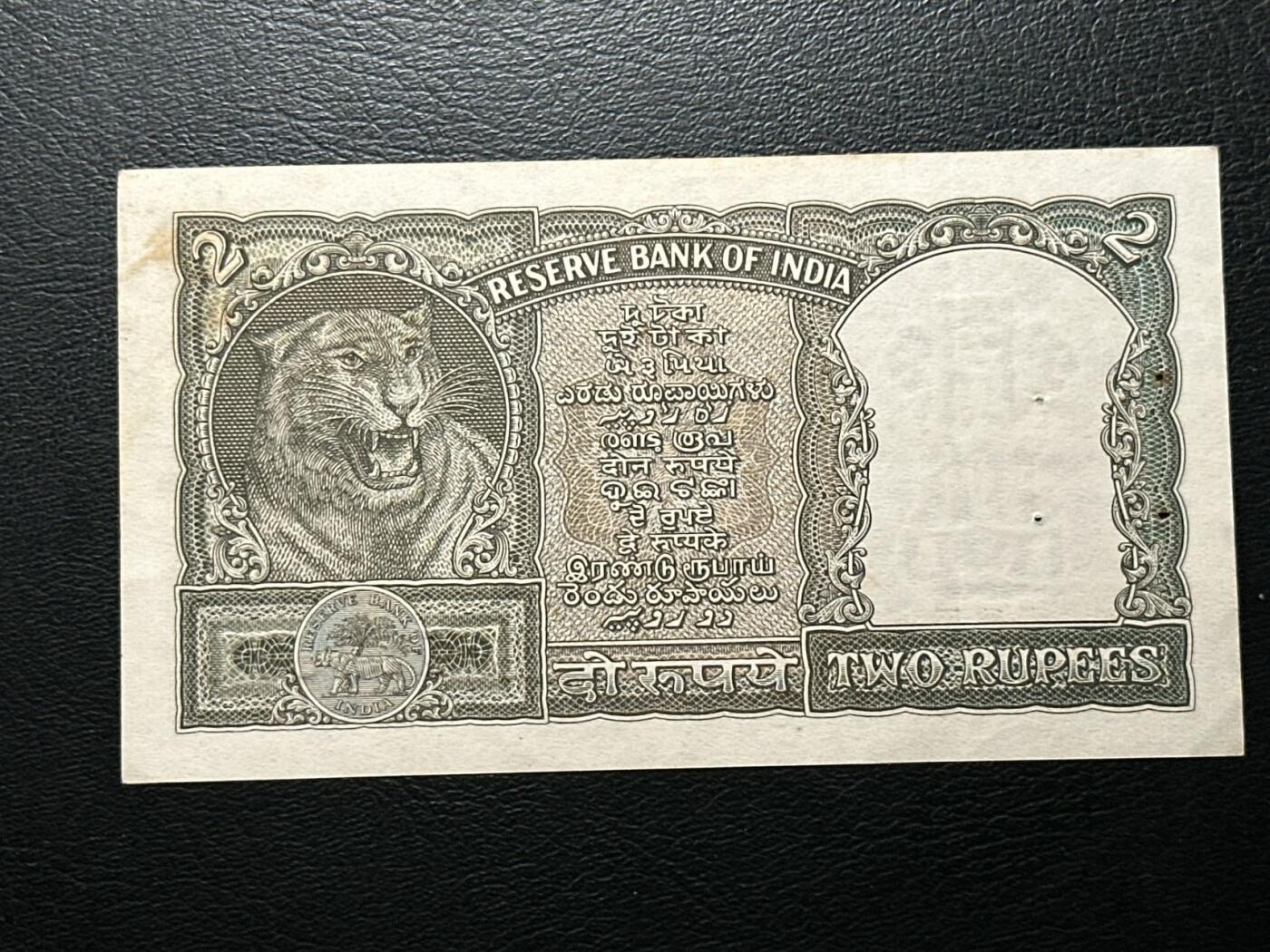 九十场（大更新） 印度1962年2卢比，大狮子，少见版本！品相au+，印刷美观！
