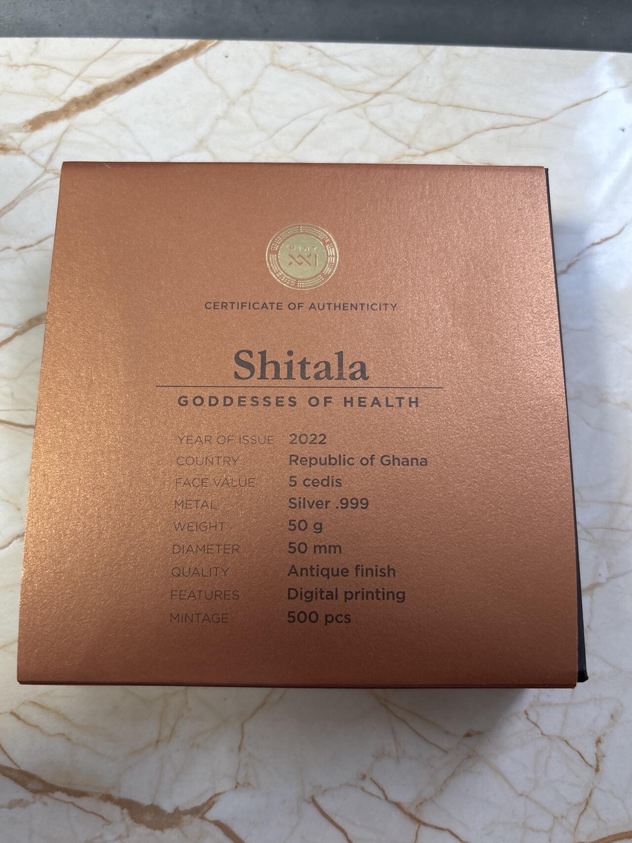 第182期拍卖 加纳2022年健康女神系列6希塔拉彩色纪念银币，999银，50克，发行500枚